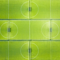 An abstract aerial view of soccer fields
