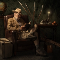 Reading a book in the orient.