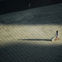 Light and shadow stage in the street