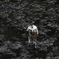 Oil spill in the sea of Ventanilla, Peru